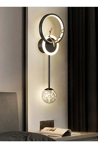 Moonlight Lighting مصباح حائط LED أسود فاخر 7497-GD على شكل غزال مع سطوع ثلاث...