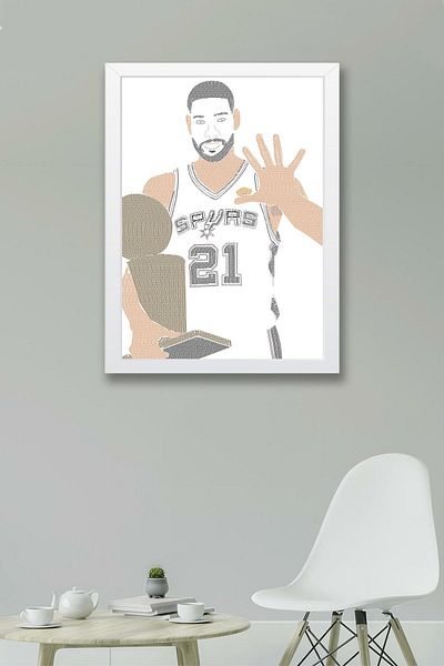 Saturn Pictură înrămată de Tim Duncan - Pictură poster NBA de baschet