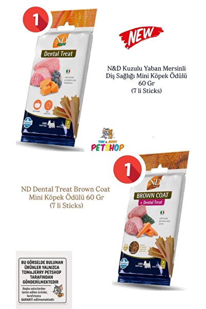 N&D Kuzulu Yaban Mersinli ve N&D Brown Coat Diş Sağlığı Mini Köpek Ödülü 60 G...