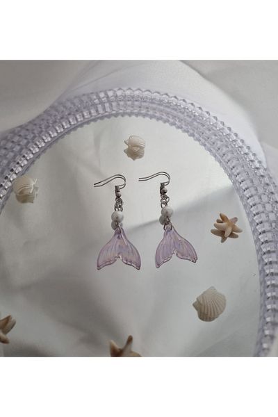 glactuca craft Purple Mermaidcore Pearl Earrings