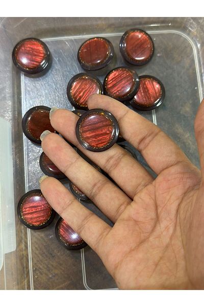 Gönülden Tasarım Claret Red Patterned Round Button Set 8 Pcs 2.5 cm
