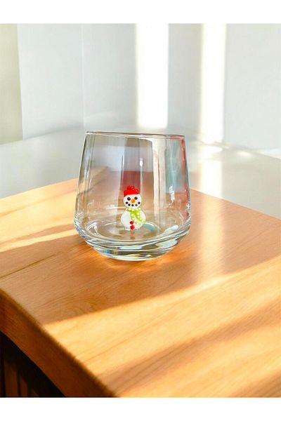 nazarboncuğu Single Glass Cup Handmade Glass Cup with Christmas Tree Pumpkin, Cow, Snowman, Ghost Figure