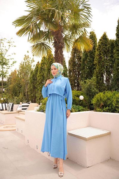 modayaselam Strawberry Fabric Vest Hijab Dress
