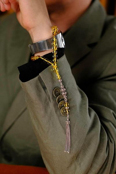 dergah tesbih Wrist Length Drop Amber Silver Designed Prayer Beads (Amber), (مسبحة قطرة كهريبار)