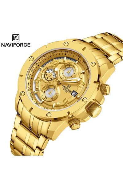 Naviforce Men's Stylish Chronograph Watch – 46mm Sport Dial, Stainless Steel Bracelet, Luminous Hands