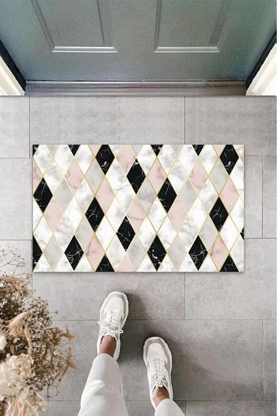Mu Art Ahşap Digital Print Pink Diamond Slice Door Mat