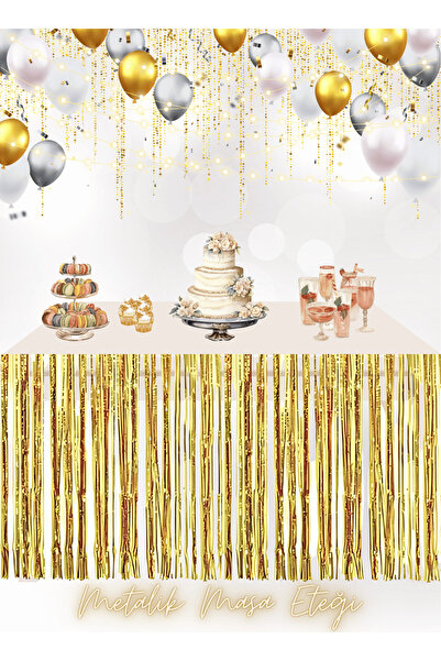 BatıDoğu Altın Metalize Masa Eteği 75x270cm