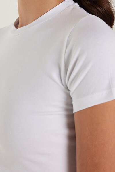 Tudors Women's Slim Fit Slim Fit Cotton Crew Neck White T-Shirt