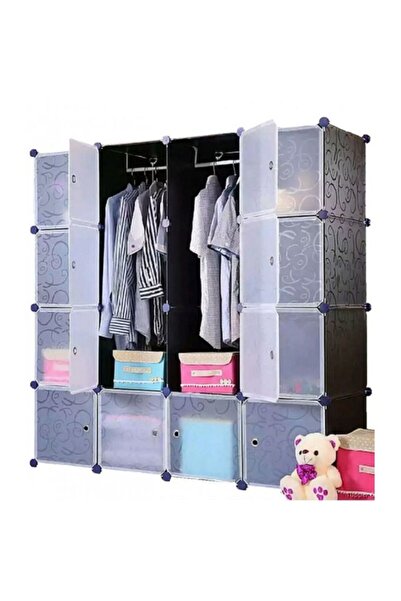 Generic 16 Cubes Wardrobe Plastic Movable Wardrobe Storage Display Cabinet Wi...