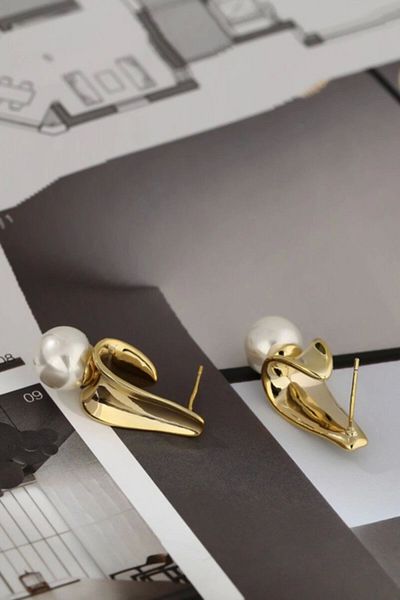 Glaren Pearl Design Gold Color Women's Earrings