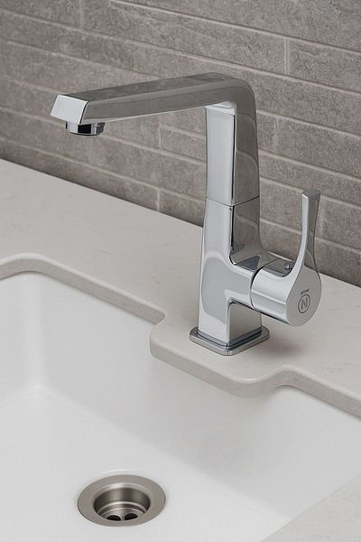 RENA DESIGN Washbasin Faucet Chrome Bathroom Faucet Heavy Princ High Body Swivel Pipe Modern Luxury Fixture Silver Gray