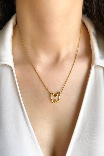 DEMOKAN Women's Steel Necklace Butterfly Bombing Necklace