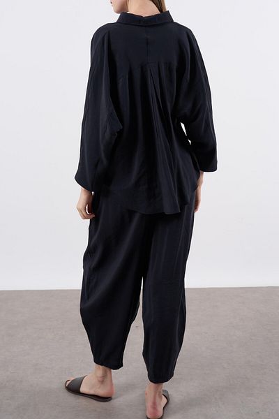 Suzi Women's Black Color Oversize Shirt Shalwar Trousers Set 50957