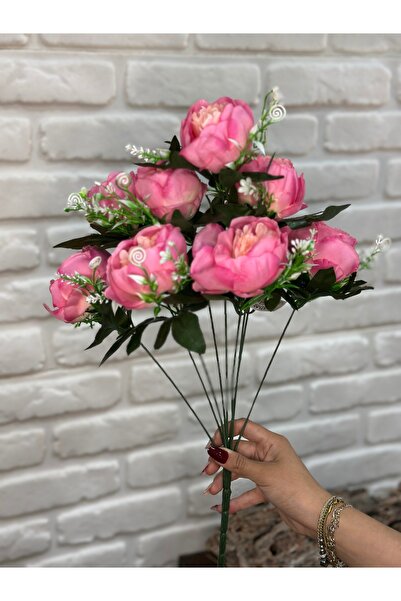 çiçek rengi dekor مجموعة الفاوانيا الوردية الاصطناعية مكونة من 9 قطع