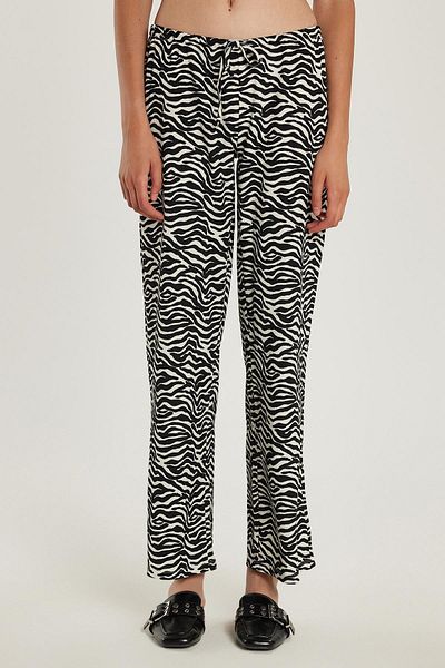 Tudors Women's Relax Fit Relaxed Cut Elastic Waist Tie Patterned Pants
