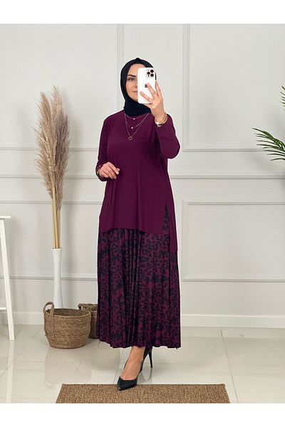 NİSUM MODA Σετ με φούστα με μοτίβο λεοπάρ