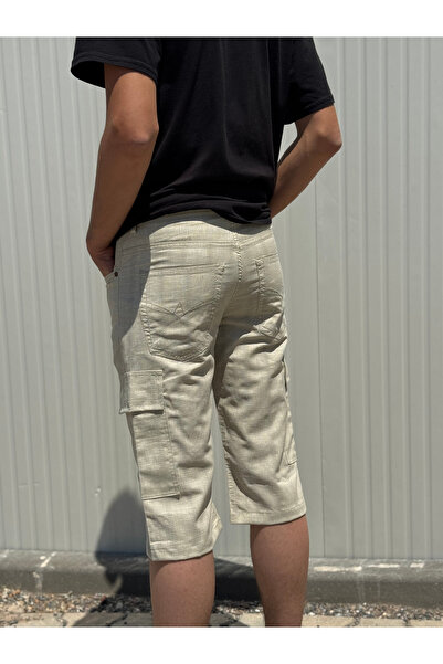 Valensco Erkek Keten Kargo Cepli Şort Kapri
