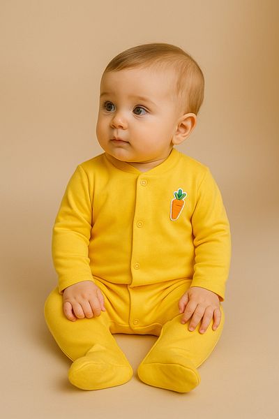 cimcim baby Carrot Detailed Cotton Baby Rompers
