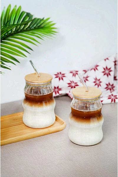 MD MİMOZA DEKOR Pinterest Cup with Ribbon Shaped Straw