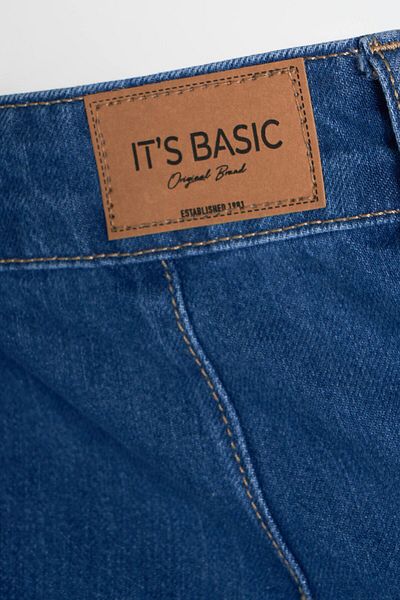 its basic Fusta mini din denim cu volan 100% bumbac de culoare albastră pentru femei 1S5-4