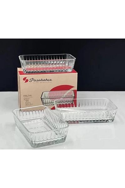 Paşabahçe Freesia 3-Piece 14 cm Rectangular Bowl Transparent 530323