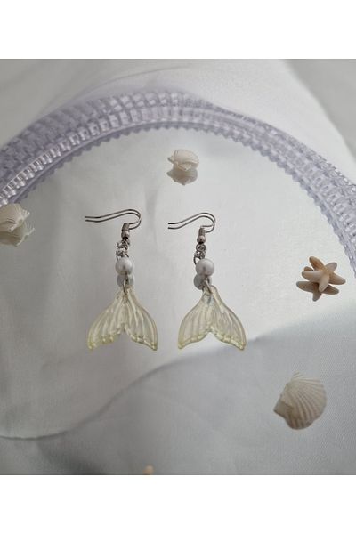 glactuca craft Yellow Mermaidcore Pearl Earrings
