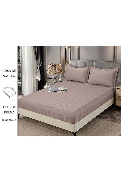 CHIRASO CHIRASO Bed Cover Set, DAMASK, for 180x200 cm mattress and 2 Pillowcases 52x80cm, dusty brown
