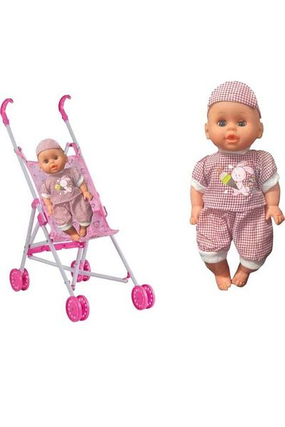 Toybox Baby Doll With Stroller Foldable Baby Pram Pretend Play Carrier Stroller Toy For Girls