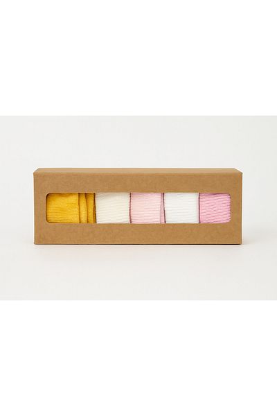 mini mia Newborn Baby Girl Socks Set of 5 – Natural Colors