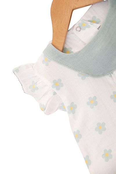 Ege Bebek Baby Girl Summer Muslin Set / Baby Girl Set with Daisy Printed Collar Detail and Shorts