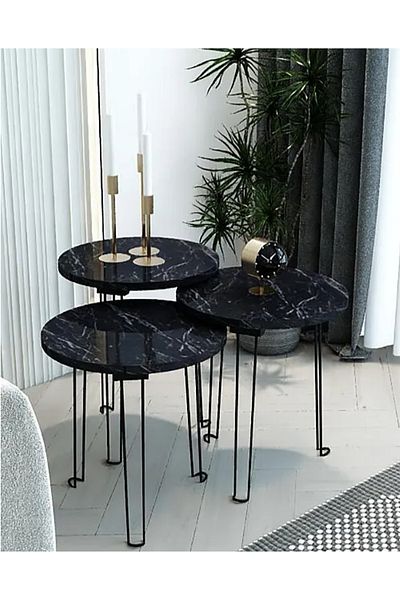 rexa Turkish Service Table Set | 38 cm Diameter | Modern Design with Elegant Metal Legs