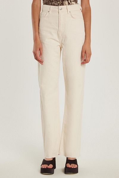 Tudors Women's Regular Fit Wide Leg Beige Jean Jeans with Pockets