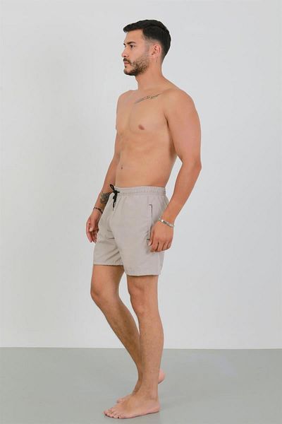 Celira Men's Zippered Pocket Swim Shorts Beige