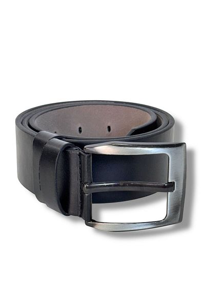 Gesa Men's Faux Leather Black Wide Jeans Belt 4.5 cm