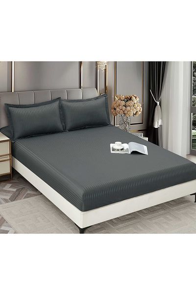 CHIRASO CHIRASO Bed Cover Set, DAMASK, for 180x200 cm mattress and 2 Pillowcases 52x80cm, gray