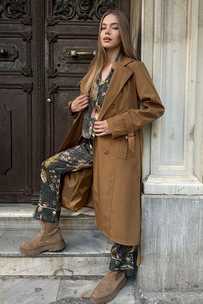 moda armanc Double Breasted Collar Trench Coat - 9270