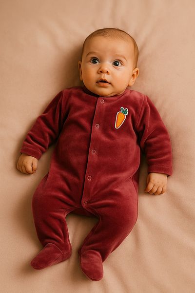 cimcim baby Velvet Baby Rompers Carrot Detailed
