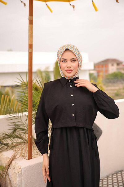modayaselam Strawberry Fabric Vest Hijab Dress