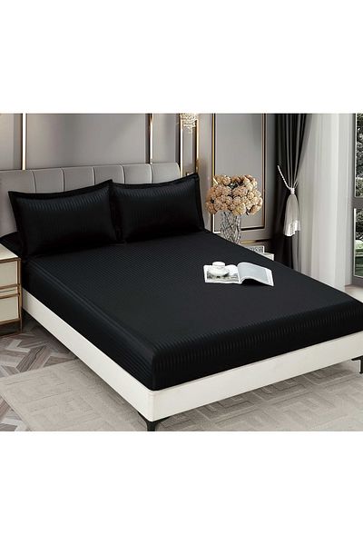 CHIRASO CHIRASO Bed Cover Set, DAMASK, for 180x200 cm mattress and 2 Pillowcases 52x80cm, black