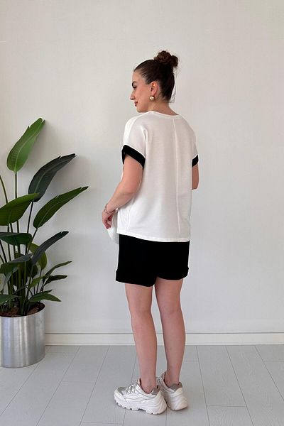 MaziButik Pocket Garnished Shorts Suit Black