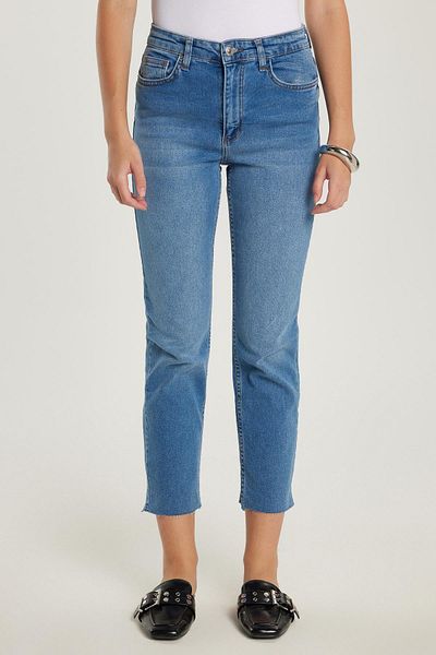 Tudors Women's Slim Fit Slim Fit Short Tube Leg Blue Jean Denim Trousers