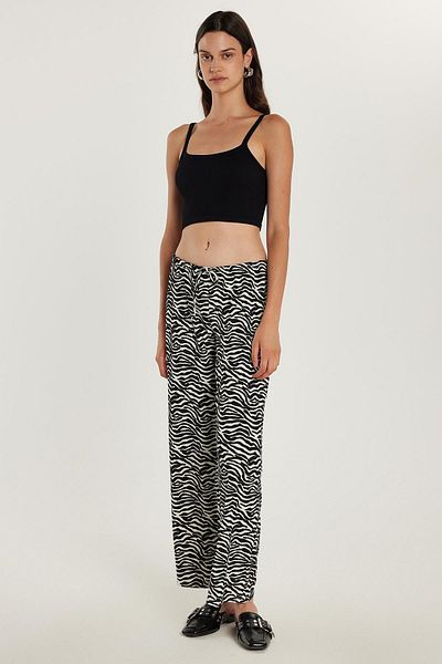 Tudors Women's Relax Fit Relaxed Cut Elastic Waist Tie Patterned Pants
