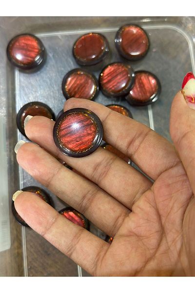 Gönülden Tasarım Claret Red Patterned Round Button Set 8 Pcs 2.5 cm