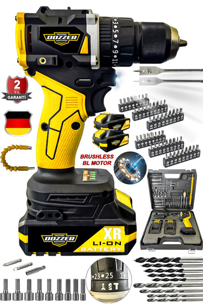 DOZZER DZ2100 21 V Darbeli Kömürsüz BL Motor 82 Parça Akülü Şarjlı Darbeli Vi...