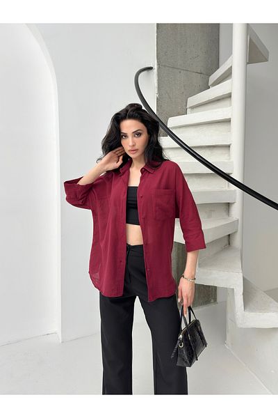 POP STORY Women's Oversize Cotton Women's Shirt 100% Cotton