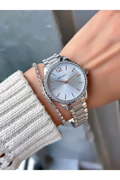 Ferrucci Steel Cord Women's Wristwatch 3 Atm Waterproof with 2 Years Warranty Mechanism