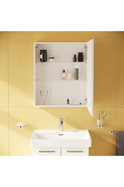 VitrA Shift T20 Aynalı Banyo Dolabı 81004, 60 cm, Sağ Kapaklı, Parlak Beyaz