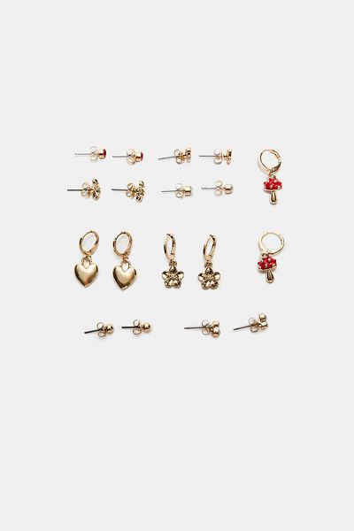 Stradivarius Set of 9 mushroom earrings