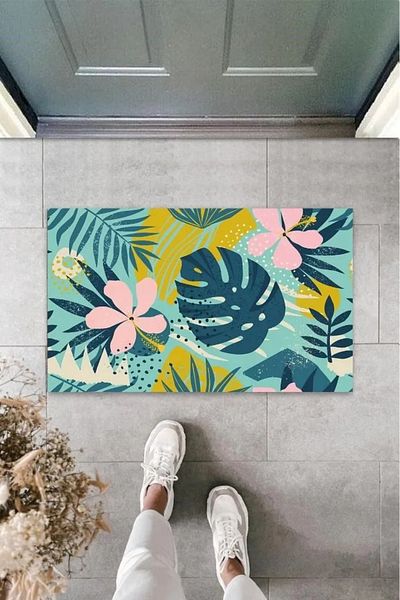 Mu Art Ahşap Digital Printing Blue Leaf Mat K-3093