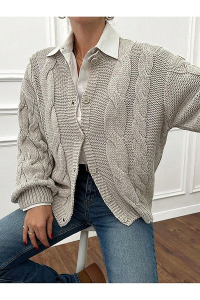 hidafashion Hair braided knit cardigan